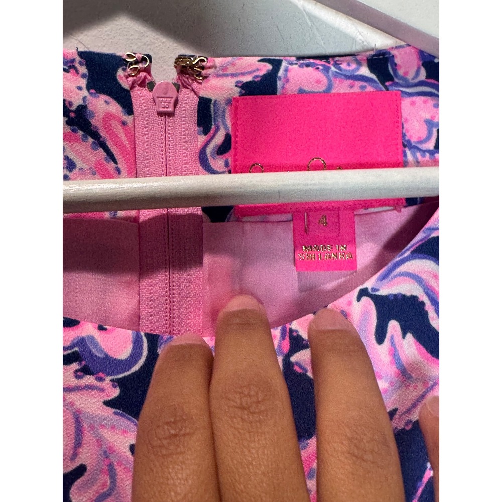 Lilly Pulitzer Blanca Romper Love You Bunches Pink Navy Size 4 - Picture 2 of 4